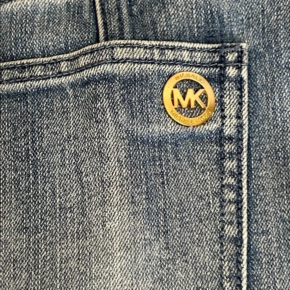 MICHAEL KORS WOMENS CARGO BLUE DENIM MIDI SKIRT SZ 6